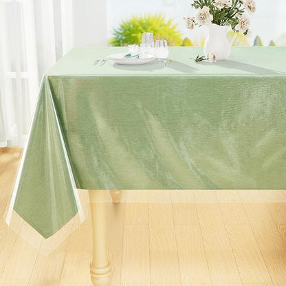 Smiry Rectangle Table Cloth 60x120 Inch, Waterproof Wipeable Vinyl Tablecloths Protector, Oil Spill Proof Plastic Table Cover for Dining, Picnic, Camping, Outdoor, Clear