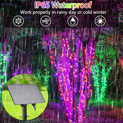 118Ft Solar String Lights Outdoor Waterproof Color Changing with Remote | 300 LEDs Christmas Lights Solar Powered & USB, RGB Twinkle Fairy Light for Xmas Outside Tree Yard Indoor Halloween Decoration