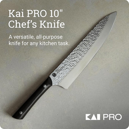 Kai PRO 10" Chef's Knife | Hand Sharpened Kitchen Knife, Japanese AUS6M Stainless Steel Blade, Full-Tang POM Handle