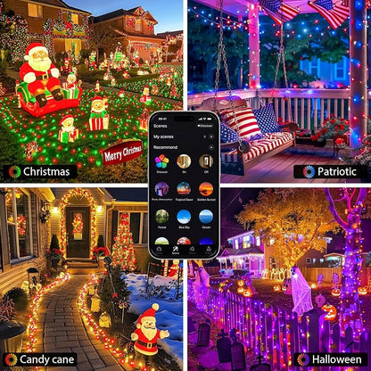 JMEXSUSS 800 LED Color Changing Halloween Lights, RGB Christmas Lights | 173ft, Smart, Remote & APP Control, Waterproof Christmas String Lights for Outdoor Xmas Tree Party House Halloween Decoration