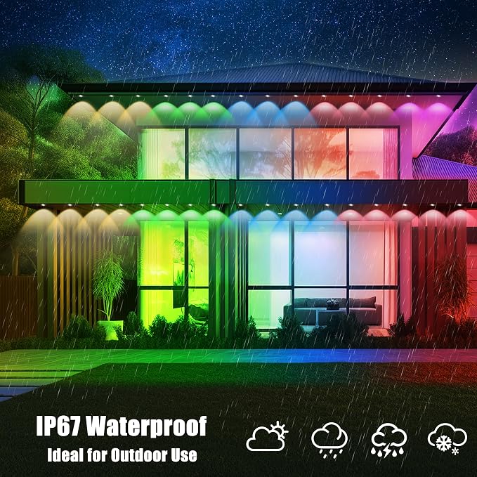 YOSION 60ft Smart Permanent Outdoor Lights, 30 RGB LED Light Bulbs with APP/Remote Control, IP67 Waterproof Eave Lights for House Roof Garden Christmas Decor