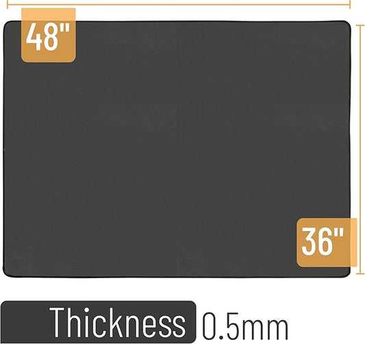 UNCO- Under Grill Mats for Outdoor Grill, 48" x 36", Black Double-Sided, Fireproof, Reusable, Portable, 3 Layers, Waterproof & Easy to Clean, Grill Matt for Outdoor Grill Deck Protector