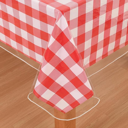 DWCN Clear Plastic Tablecloth Rectangle - 100% Waterproof, Oilproof, Stain Resistant Table Cloth Protector Transparent PVC Vinyl Table Cover for Dining, Parties, 60 x 90 Inch