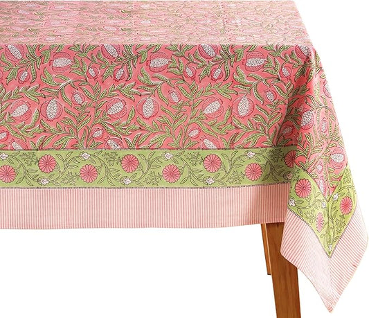 100% Cotton Hand Block Printed, Tablecloth for Kitchen, Dining, Table Cover for Parties, Chritmas, Weddings, Barbecues and Summer picnics Table Cloth
