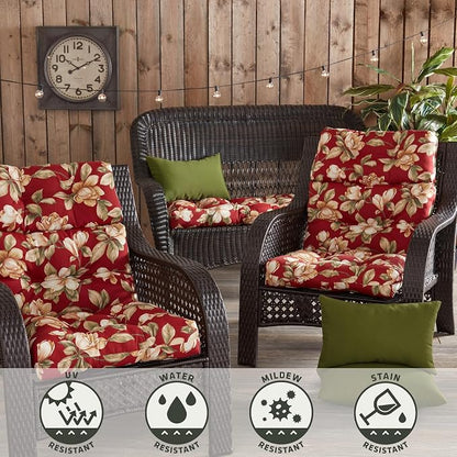 Greendale Home Fashions Outdoor 44x22-inch High Back Chair Cushions (Set of 2), Tuscan Floral