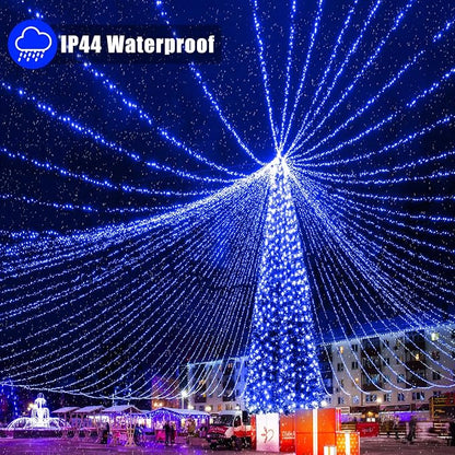 800 LED Blue Christmas Lights Outdoor 262FT Super Long String Lights Indoor 8 Modes Plug in Twinkle Fairy Lights with Timer for Indoor Outside Bedroom Christmas Tree Party Decorations