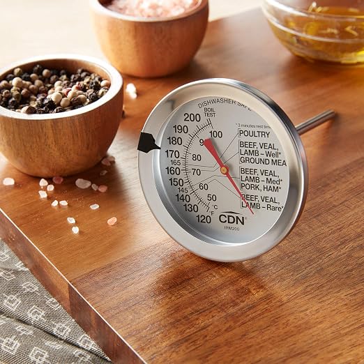 CDN Ovenproof Meat Thermometer NSF Certified Pro Accurate, Temperature Guide on 2" Dial - Easy-to-Read - Poultry, Roasting, Waterproof - IRM200