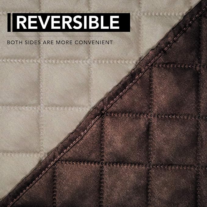 Easy-Going Oversized Recliner Cover Reversible Couch Cover Sofa Cover for Living Room Water Resistant Furniture Protector with Elastic Straps for Pets ('Large Recliner 27-29 in, Chocolate/Beige) | Machine Washable Slipcover For Dogs, Water Resistant Fu...