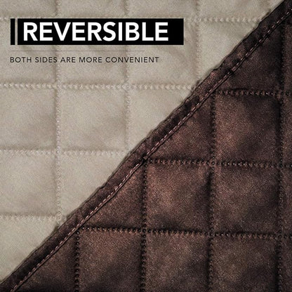 Easy-Going Oversized Recliner Cover Reversible Couch Cover Sofa Cover for Living Room Water Resistant Furniture Protector with Elastic Straps for Pets ('Large Recliner 27-29 in, Chocolate/Beige) | Machine Washable Slipcover For Dogs, Water Resistant Fu...
