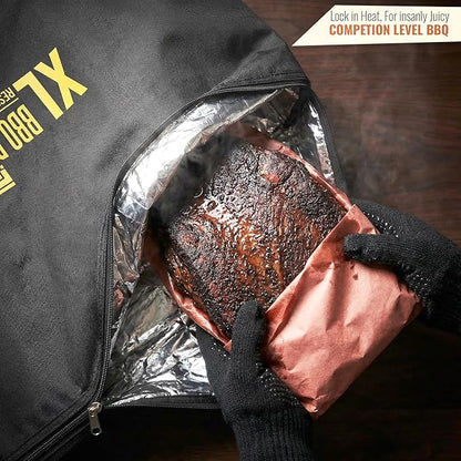 2 Pack BBQ Blanket for Resting Meat & Ribs Bag Bundle, 21" x 15" x 8" and 18" x 8" x 4.5", Insulated Meat Resting Bags, 5-Layer Heat-Resistant Design, Easy-Clean, Heavy-Duty Wide Mouth