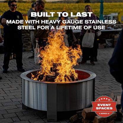 Breeo Smokeless Fire Pit (X Series 30, Stainless Steel) | 34.5 inch Smokeless Firepit for Outside | 94 Pounds | Ideal for Families Compatible with Wide Range of Breeo Accessories