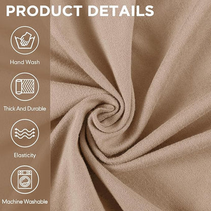Peryiter 3 Pcs Couch and Loveseat Sofa Covers,Sand,Milk Silk | Armchair Covers for Living Room, Sofa Cushion Slipcover, Furniture Protector, Polyester and Spandex, Washable