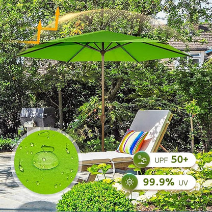 Abba Patio 7.5FT Outdoor Patio Umbrella Outdoor Table Umbrella with Crank Market Umbrella 6 Sturdy Ribs UV Protection Waterproof and Push Button Tilt for Garden Deck Backyard Pool,Apple Green