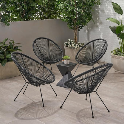 Christopher Knight Home Outdoor Hammock Weave Chair with Steel Frame (Set of 4) - Black Finish