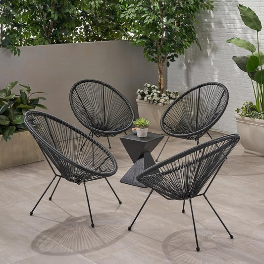 Christopher Knight Home Outdoor Hammock Weave Chair with Steel Frame (Set of 4) - Black Finish