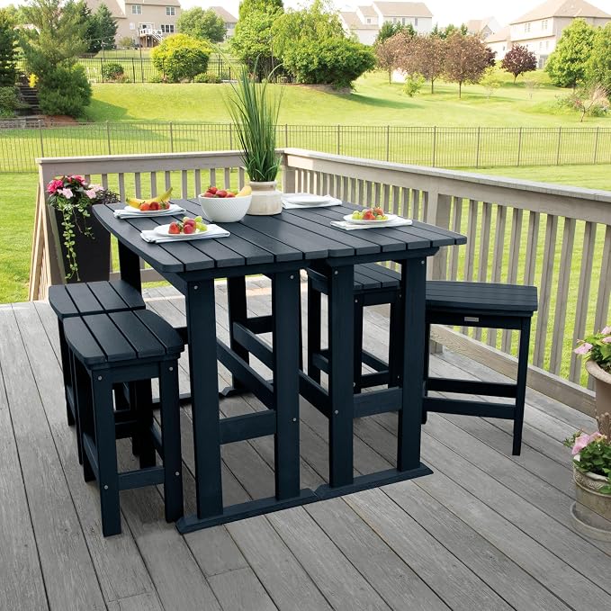 Highwood Lehigh 6pc Counter Height Balcony Dining Set, Federal Blue