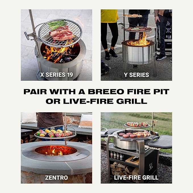Outpost Grill 19 - Campfire Grill- Breeo X Series Accessory - Stainless Steel, Durable, USA Made - Campfire Grate - Camping Cooking Rack - Fire Pit Accessories