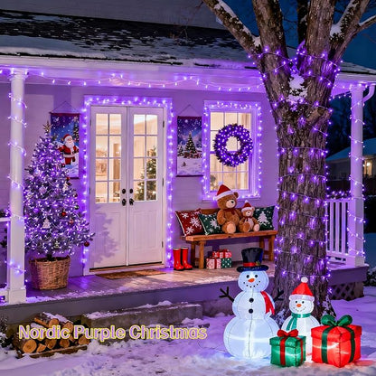 JMEXSUSS 600 LED Purple Christmas Lights Outdoor Indoor, 168ft Purple LED Christmas Tree Lights Plug in, Deep-Violet Fairy String Lights for Outside Patio Fireplace Party Xmas Decorations