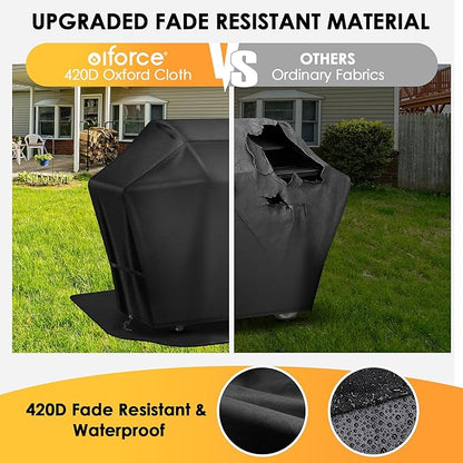 Grill Cover 48 Inch & Under Grill Mat,Grill Cover for Outdoor Waterproof Weather Resistant,UV & Fade Resistant, Compatible with Weber Nexgrill Charbroil Kenmore Gas Grill, Black