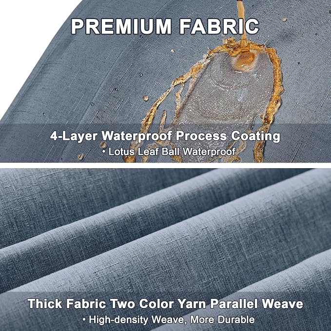 Decorelia Faux Linen Farmhouse Table Cloth 60"x144" for 10 ft Rectangle Table, Denim Blue Waterproof Outdoor Washable Tablecloth for Rectangular Dining Room Kitchen Outdoor Party Restaurant Table