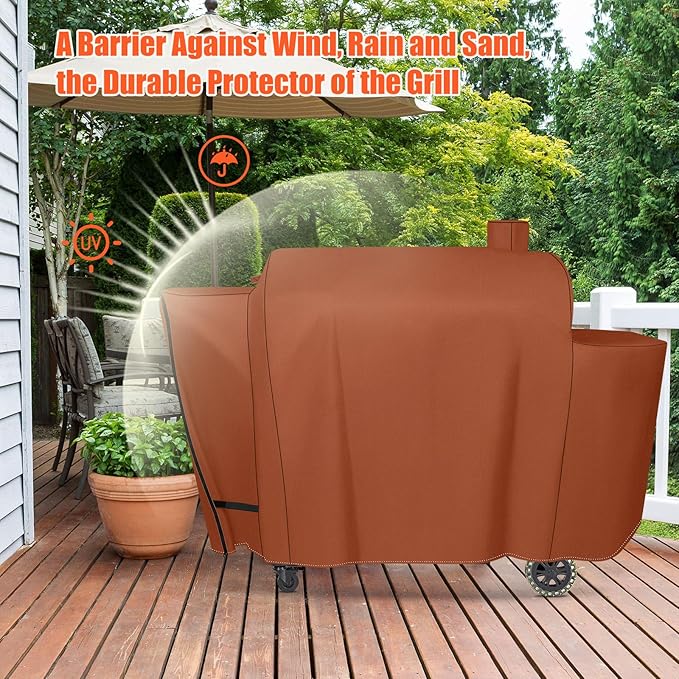 Grill Cover for Pit Boss Pro Series Triple-Function Combo Grill PB1100PSC1 PB1100PSC2 Sportsman PB1230 Wood Pellet/Gas Combo 1230 PB1230SP PB1230G, PB 67364-600D Fade Resistant Grill Cover, Brown