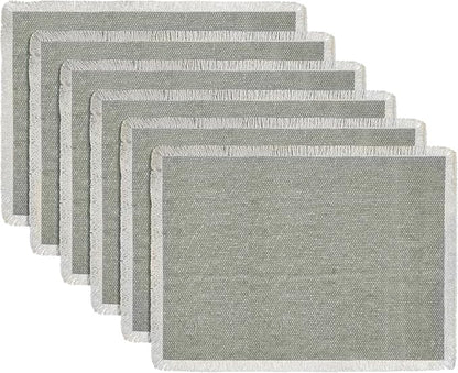 Hausattire Cotton Frayed Placemats Set of 6 Dining Table 13x19 Inch | Rustic Farmhouse Boho Washable Easter Placemat for Outdoor Parties BBQ's Wedding,Special Occasions, Nubby Cotton - Grey
