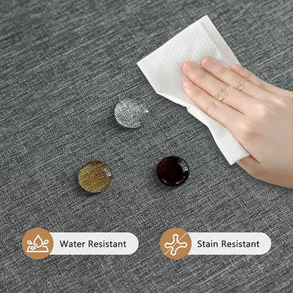 Seenus Faux Linen Gray 54 x 54 Inch Square Table Cloth, Water Resistant & Wipeable Fabric Tablecloth for Card Table in Dining Kitchen Patio