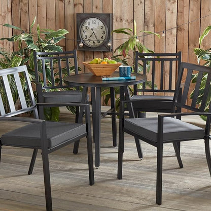 Indoor/Outdoor Chair Pads in Sunbrella Fabric – 17''x17'' Patio Seat Cushions with Foam Insert, Removable Reversible Cover & Ties for Patio Dining Chairs – Set of 2 or 4, Canvas Coal