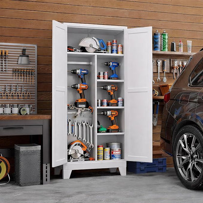 71" H Metal Storage Cabinets,Garage Storage Cabinet,Tall Pantry Cabinet with Doors,Kitchen Food Storage Cabinet,Farmhouse Storage Cabinets for Kitchen, Dining Room