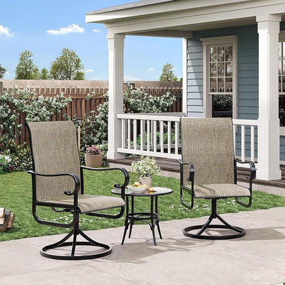 Patio Swivel Chair Set of 6, 360° Swivel & 15° Rocking High Back Outdoor Dining Chairs, All-Weather Metal Frame Patio Chairs for Backyard, Deck, Garden, Poolside Indoor Outdoor Use, Table Not Include