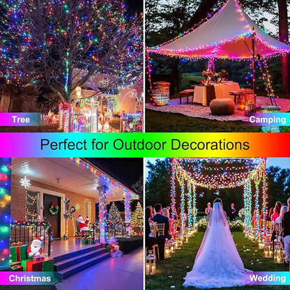 2 Pack Solar String Lights for Outside,Each 33Ft 100 LED Solar String Lights Outdoor Waterproof with 8 Modes,Solar Lights Outdoor for Patio, Garden, Tree, Party Decor-Multicolor