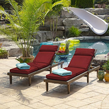 Arden Outdoor Chaise Cushion, 22 x 77, Rain-Proof, Fade Resistant Ruby Red Leala | Lounge Cushion, Rain-Proof, Fade Resistant, Mold and Mildew Resistant