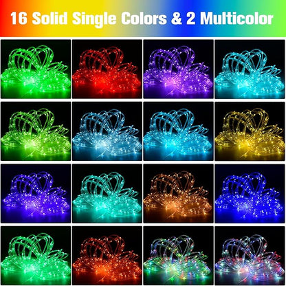 Nazuwke 66Ft LED Rope Lights Outdoor, 18 Colors Changing String Lights Plug in with Remotes, Waterproof 200 LEDs Multicolor Fairy Light, RGB Christmas Rope Lighting for Bedroom Garden Halloween Decor