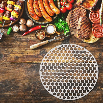PATIKIL Round Barbecue Grill Mesh Grate, 8" Circular Stainless Steel BBQ Mesh Rack Circular Hole Round Barbecue Grilling Net for Outdoor Camping Home Party Family Gatherings