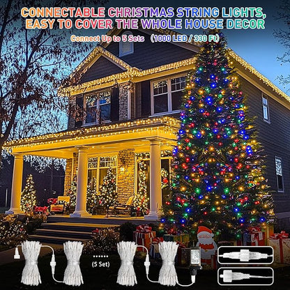 JMEXSUSS 200 LED Warm White & Multicolor Color Changing String Lights | 66ft String Lights Indoor Outdoor, Plug in, Connectable, Christmas Lights with Remote for Trees Xmas Party Decor