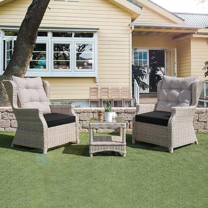 Outdoor Chair Cushions, Set of 4, 24"*24"*4", Water Resistant, Black | High-Density Foam Patio Cushions with Ties, UV & Fade Resistant, Square Corner Seat Cushions for Outdoor Furniture