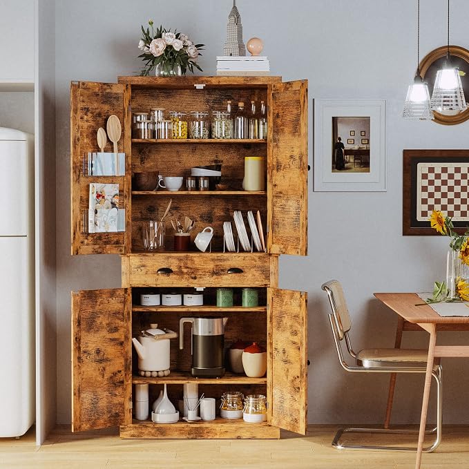 IRONCK Storage Cabinet with Drawers and Doors for Living Room and Entryway | with Barn Doors, Drawer, 4 Adjustable Shelves, Freestanding Cupboard