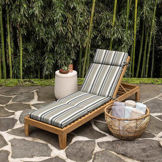 Arden earthFIBER Outdoor Chaise Cushion, 21 x 72, Rain-Proof, Fade Resistant, Cushion for Chaise Lounger Taupe Grey Boardwalk Stripe | Lounge Cushion, Rain-Proof, Fade Resistant, Cushion for Chaise Lounger, Mold and Mildew Resistant