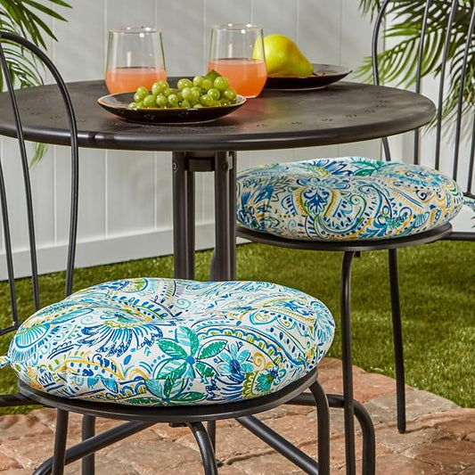 Greendale Home Fashions Paisley Outdoor 15-inch Bistro Seat Cushion, Set of 2