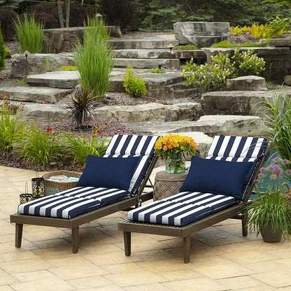 Arden Outdoor Chaise Cushion, 21x72, Blue Cabana Stripe