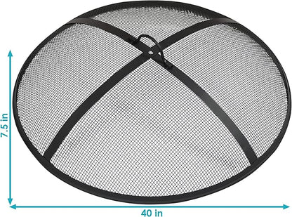 Sunnydaze Heavy-Duty Steel Mesh Fire Pit Screen - Fire Pit Spark Screen with Handle - 40-Inch Diameter