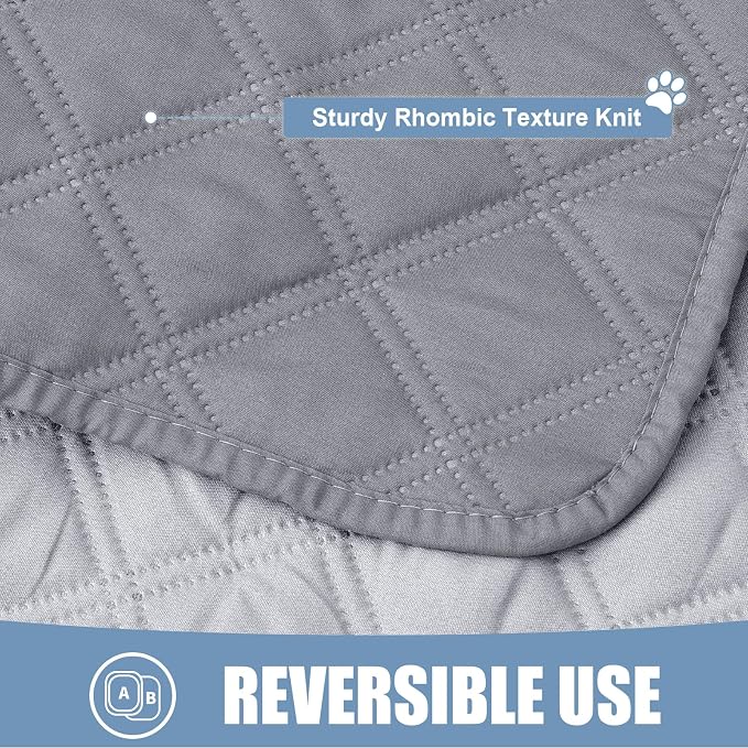 Smiry Waterproof Reversible Dog Bed Cover Pet Blanket | Pet Friendly, Soft Fabric, Washable Dog Blanket for Furniture Bed Couch Sofa, Checkered (82"x82", Grey/Light Grey)