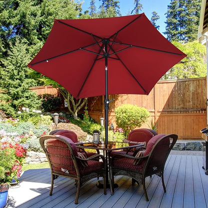 7.5FT Patio Umbrella, Outdoor Table Umbrella, Market Umbrella with Push Button Tilt and Crank for Garden, Lawn, Deck, Backyard & Pool