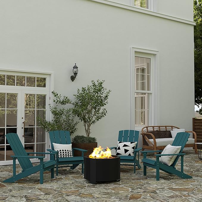 Merrick Lane Aries 27" Smokeless Firepit - Black Steel Finish - Wood Burning - Lightweight Portable Design - Waterproof Cover Included - No Assembly Required