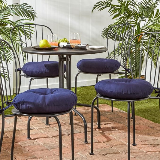 Greendale Home Fashions Midnight Outdoor 15-inch Bistro Seat Cushion, Set of 4