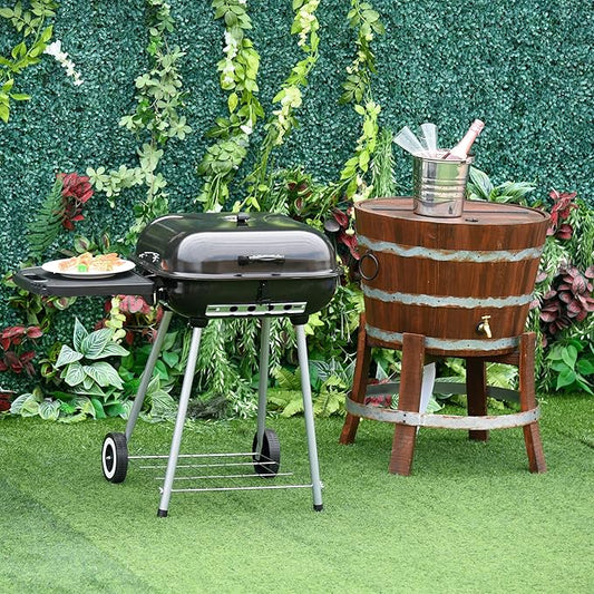 Portable Charcoal Grill with Porcelain Enamel Bowl and Adjustable Damper for Camping, Picnics, Backyard