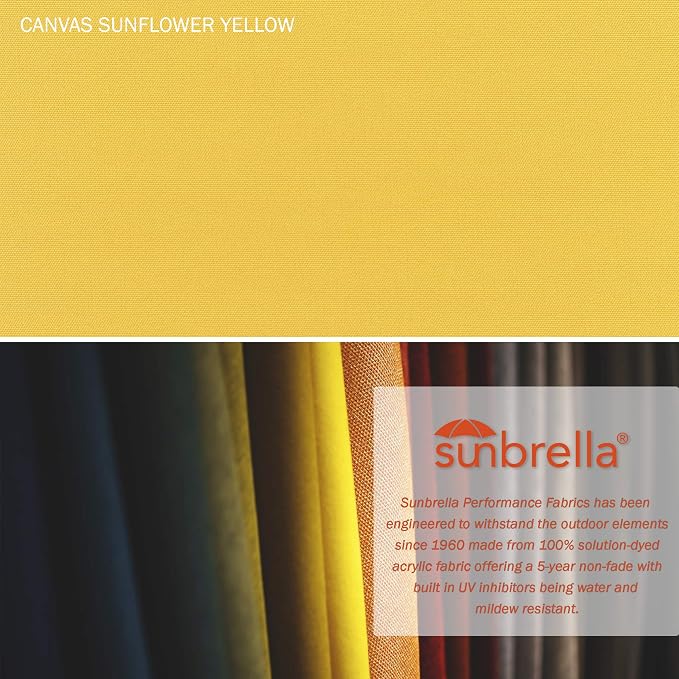 California Umbrella 11' Rd. Venture Series Contract Grade Patio Umbrella, Pulley Open, Bronze Finish, Sunbrella Sunflower Yellow