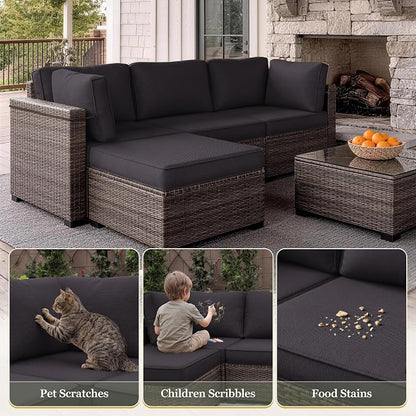 9 Pcs Outdoor Patio Cushions Covers Replacement Sets, Covers Only | 9 Pcs Patio Cushions Covers Replacement UV Resistant, Water Anti-Slip, Heavy-Duty Zippers for 5 Pcs Patio Furniture Set
