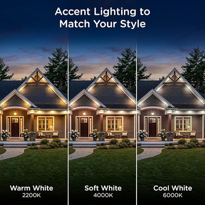 Enbrighten Accent Permanent Outdoor Lights, 50ft, 12 Lights, Smart | Black Cord, RGBWIC LEDs, Weatherproof, Cuttable, Link to 200ft, Christmas, App Control, Works with Alexa & Google Home
