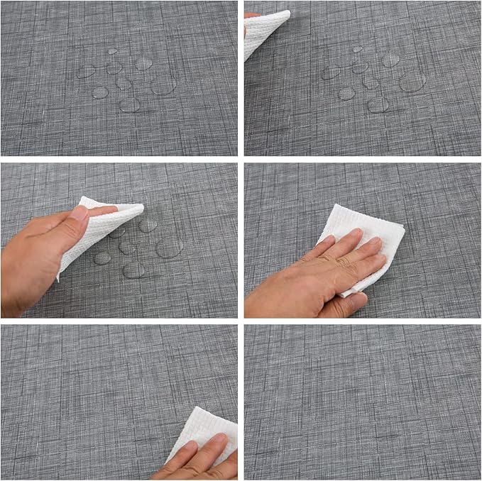 LIBERECOO Vinyl Tablecloth with Flannel Backing, Premium Gray, Waterproof, Stain-Resistant, Easy-Clean Table Cover for Dining, Kitchen, and Outdoor Use, 60" x 84" Rectangle